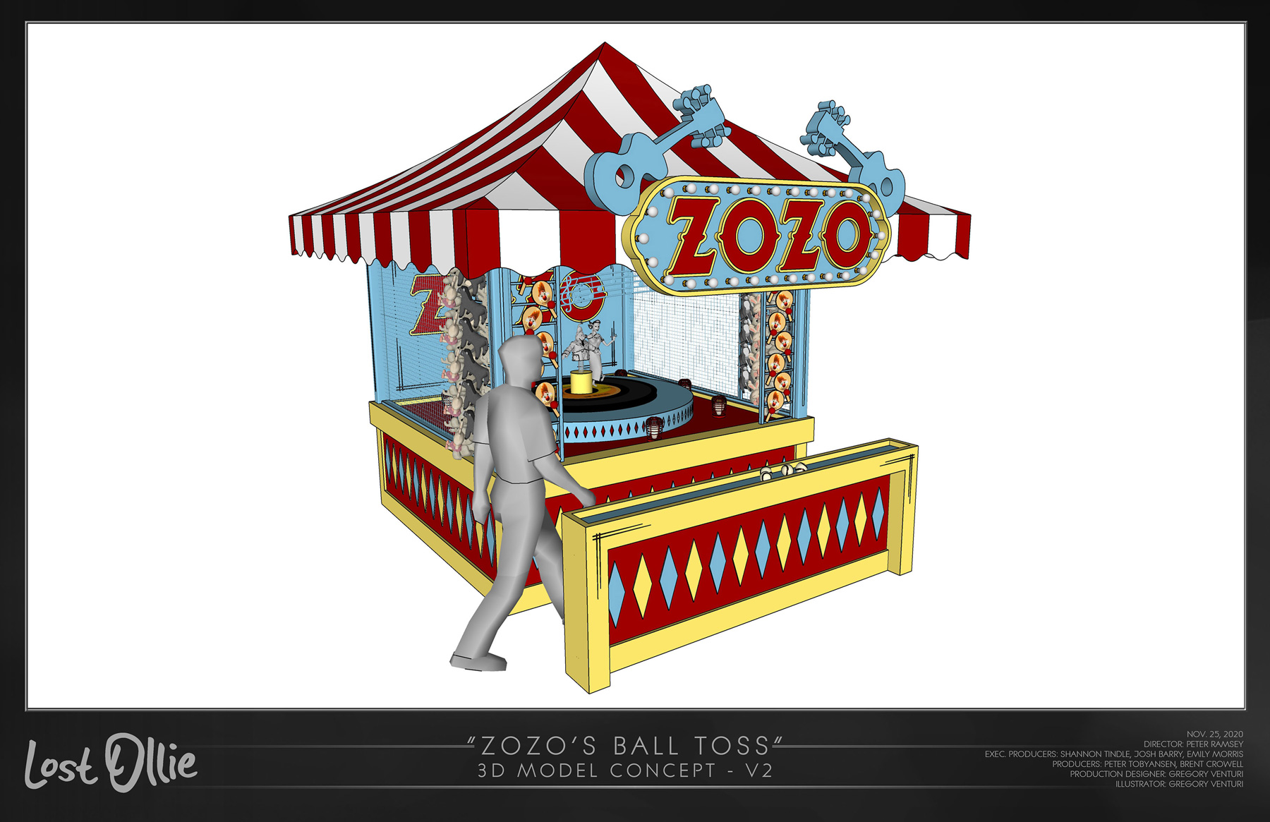 24 Lost Ollie 'Dreamland Amusement Park' Zozo's Ball Toss Booth Location Install 3D Model View