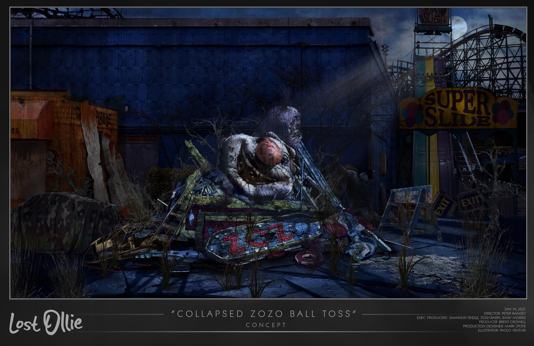 27 Lost Ollie 'Dreamland Amusement Park' Zozo's Ball Toss Booth Years Have Passed Location Install Concept Art