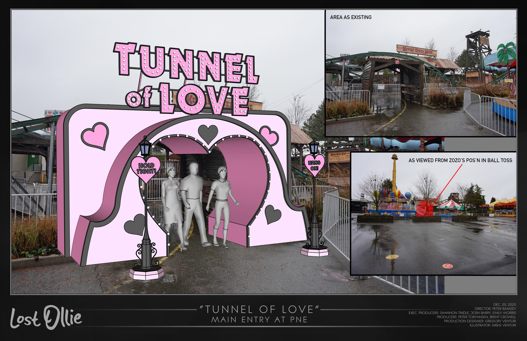 29 Lost Ollie 'Dreamland Amusement Park' Tunnel Of Love Swan Boat Ride Location Install 3D Model View & Concept