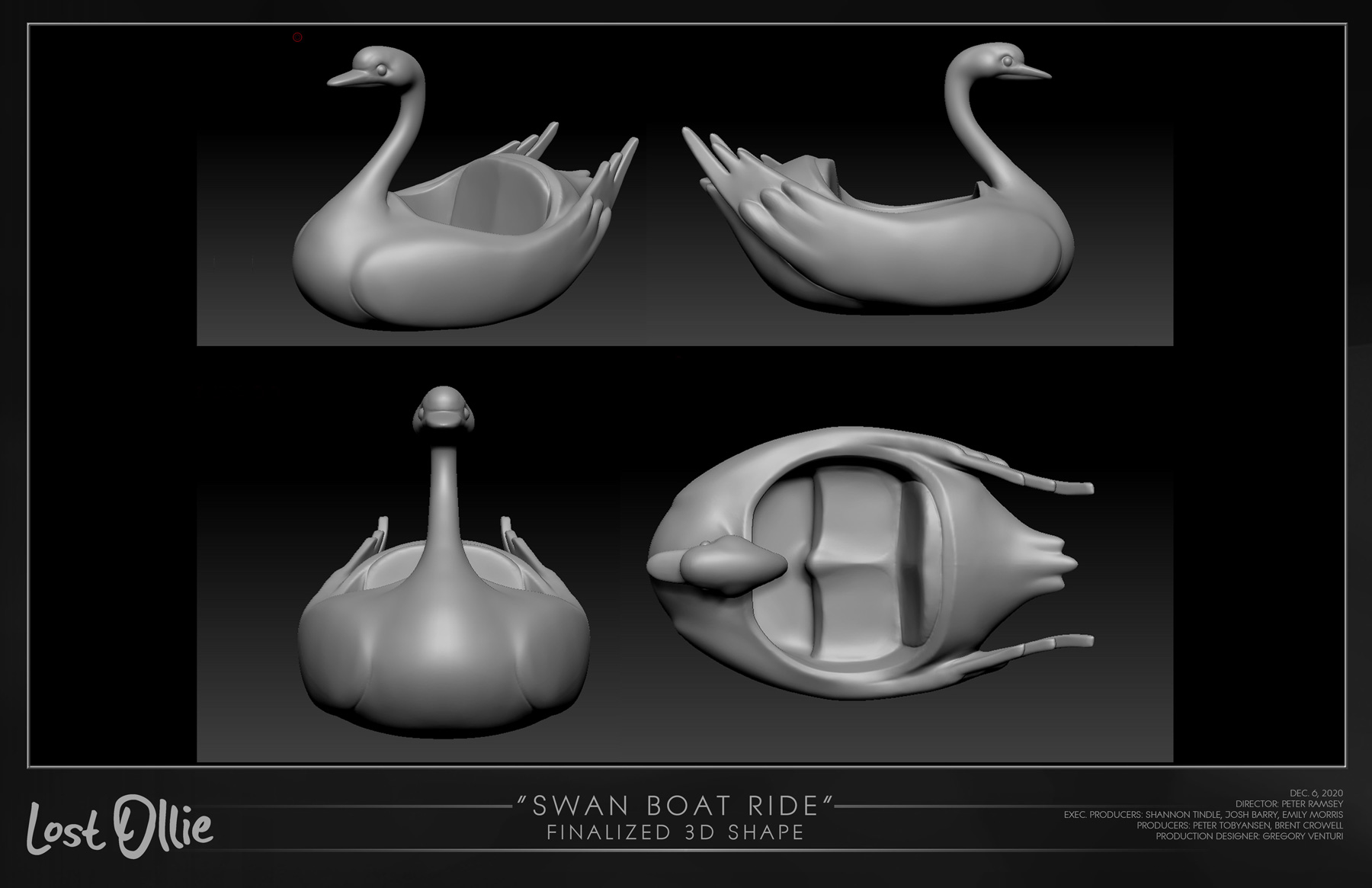 36 Lost Ollie 'Dreamland Amusement Park' Tunnel Of Love Swan Boat Ride Location Install 3D Model Swan Boat